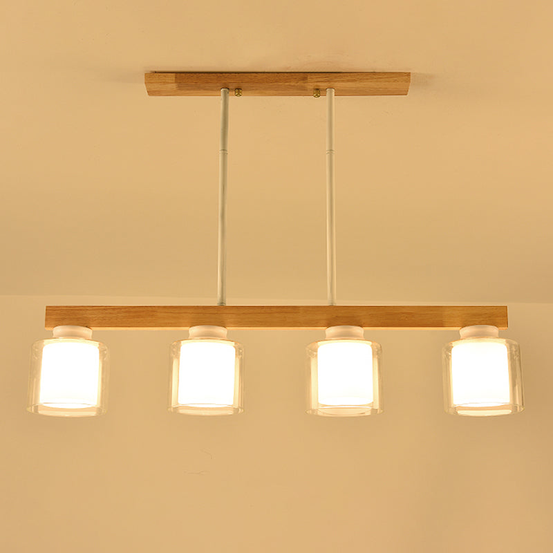 Japanese White Glass Cylinder Led Island Pendant Ceiling Light For Dining Room 4 /