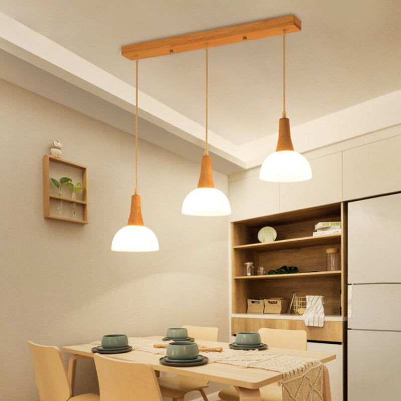 Contemporary White Glass Hanging Light with 3 Heads - Perfect for Dining Room Ceiling Lighting