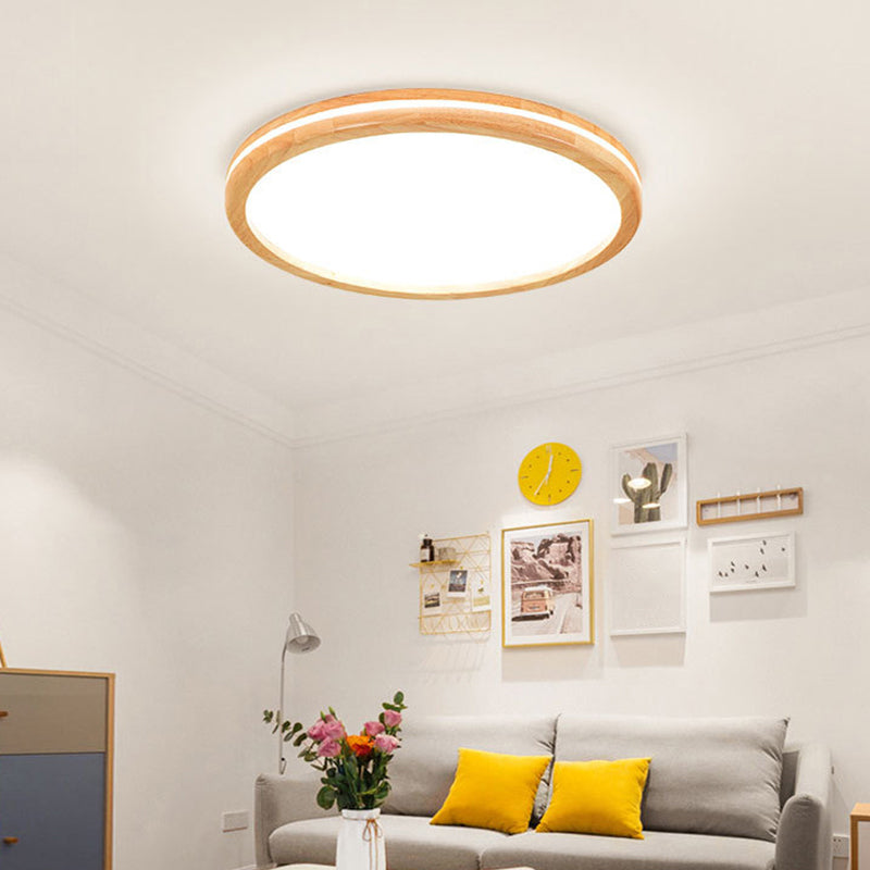 Circular Led Flush Mount Ceiling Light With White Acrylic Shade / 12 Warm