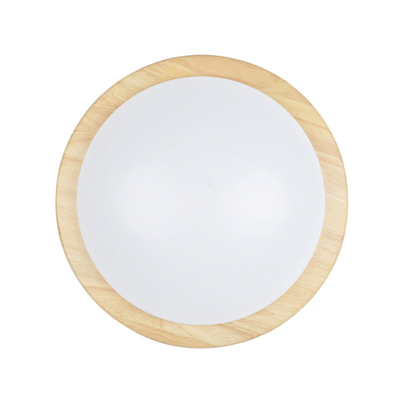 Japanese LED Wood Flush Mount Ceiling Light with Acrylic Shade