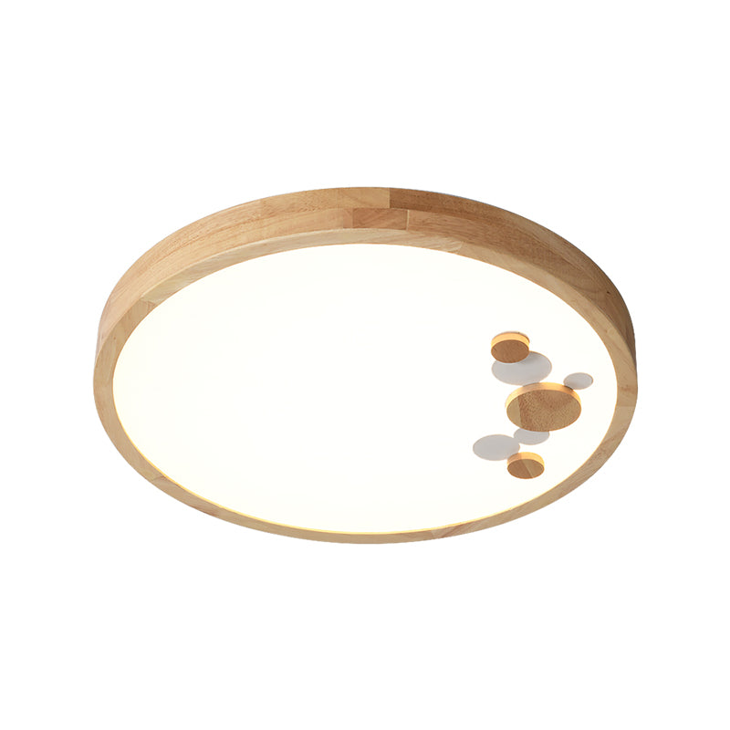 Wood Bedroom LED Circle Flush Mount Ceiling Light