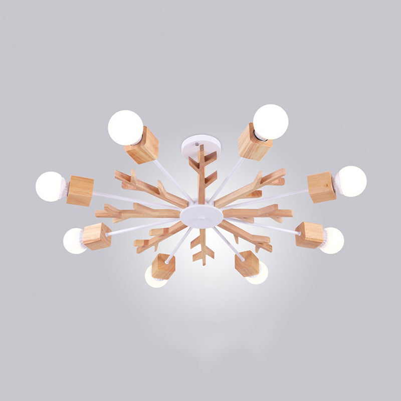 Lustre contemporain en branches de bois pour salon