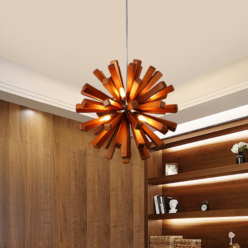 Lustre en bois de pissenlit de style nordique pour l'éclairage de restaurant