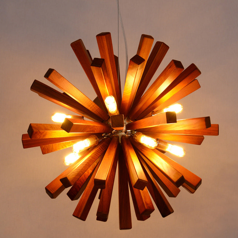 Lustre en bois de pissenlit de style nordique pour l'éclairage de restaurant