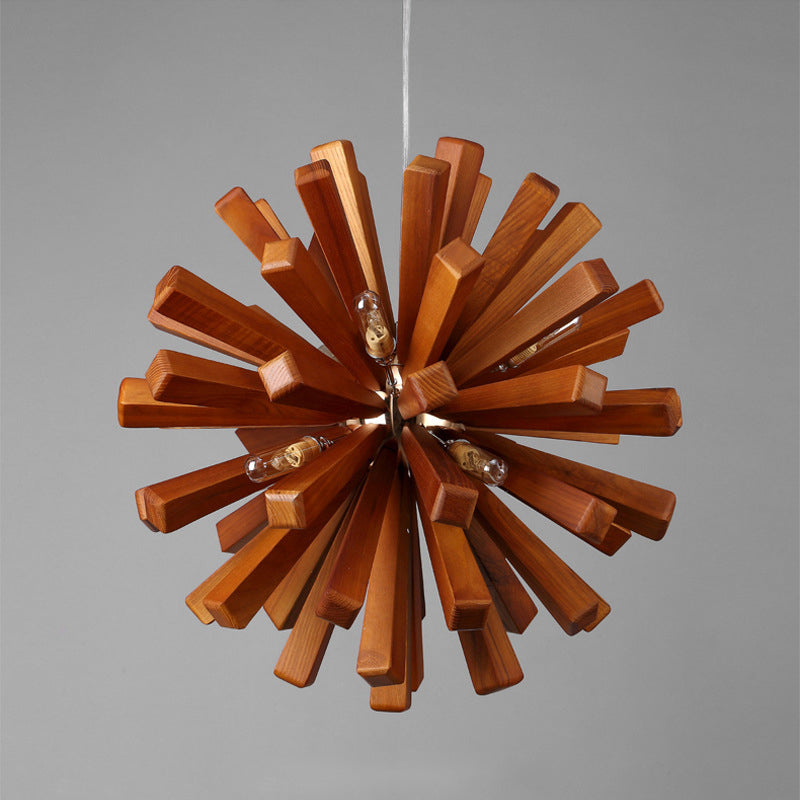 Lustre en bois de pissenlit de style nordique pour l'éclairage de restaurant