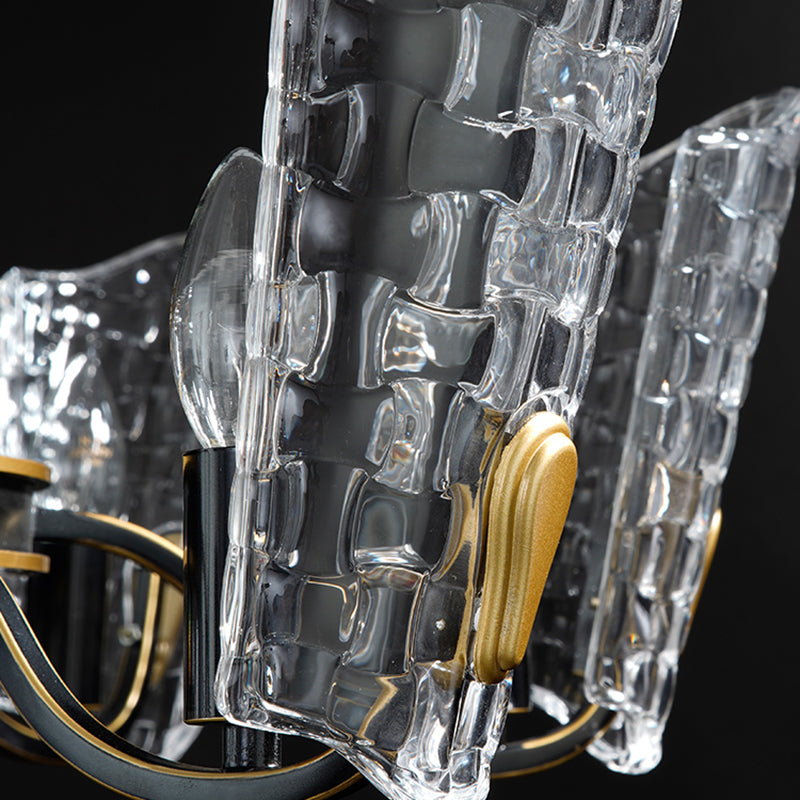 Modern Crystal Shield Ceiling Chandelier - 4/6/8 Lights - Black Hanging Light Kit