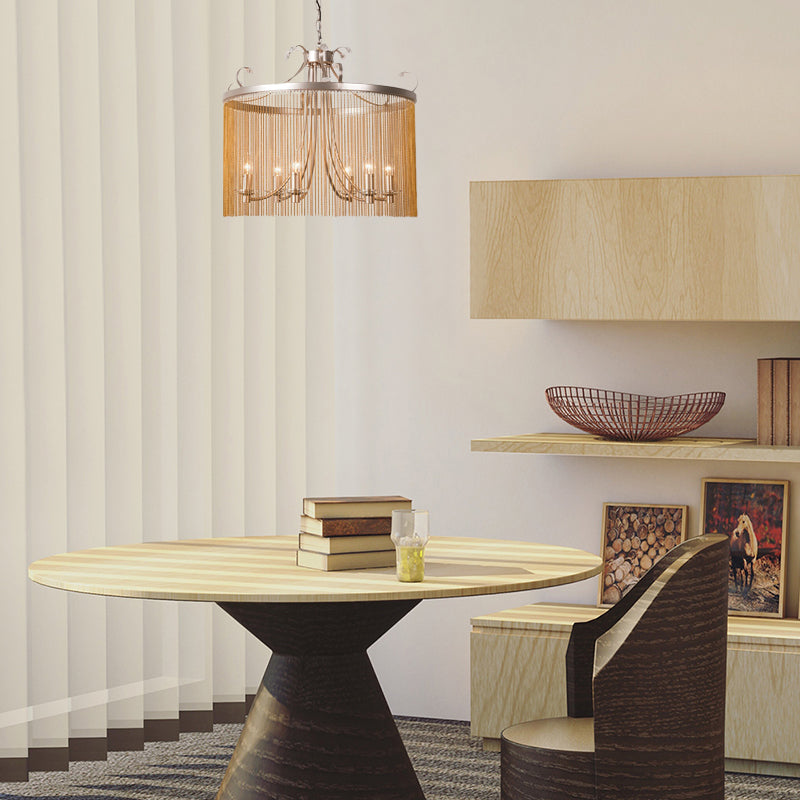 Modern Cylinder Crystal Strand Chandelier Ceiling Light - Gold Pendant, 3/5/6 Lights, 15"/19.5"/24.5" Wide