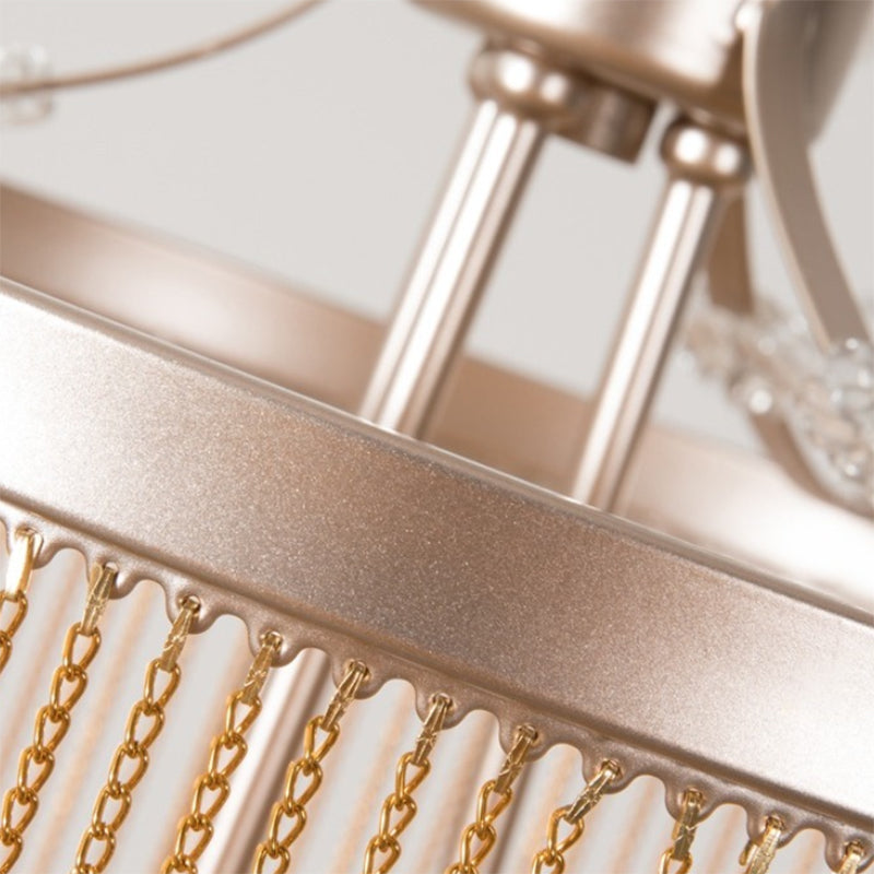 Modern Cylinder Crystal Strand Chandelier Ceiling Light - Gold Pendant, 3/5/6 Lights, 15"/19.5"/24.5" Wide