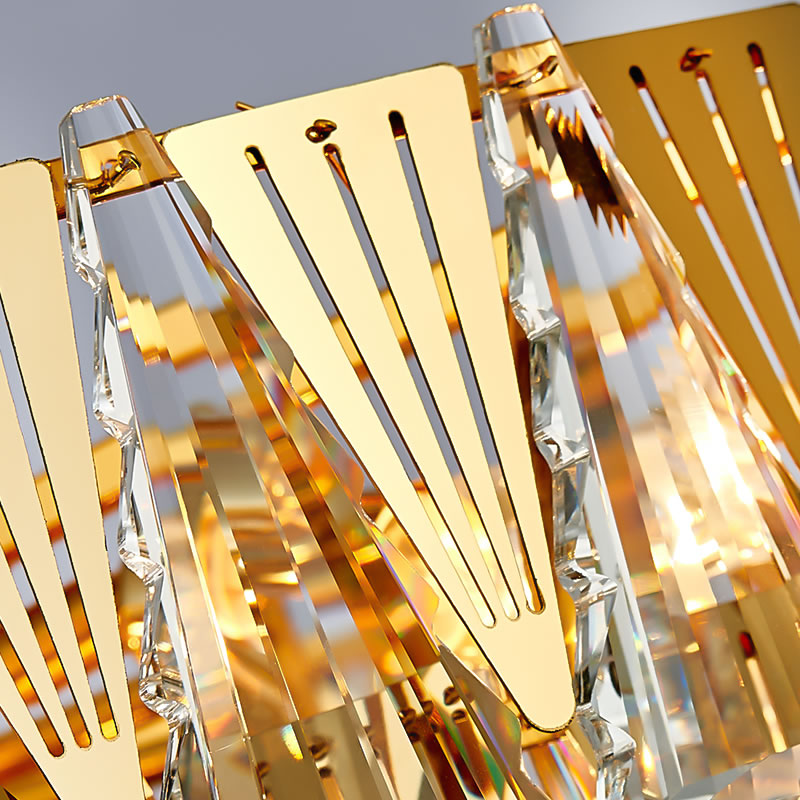 Contemporary Crystal Chandelier Light Fixture - 7 Tiers, 10 Lights, Gold Pendant
