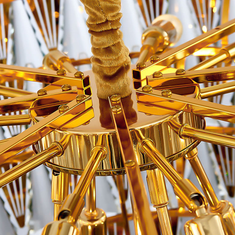 Contemporary Crystal Chandelier Light Fixture - 7 Tiers, 10 Lights, Gold Pendant
