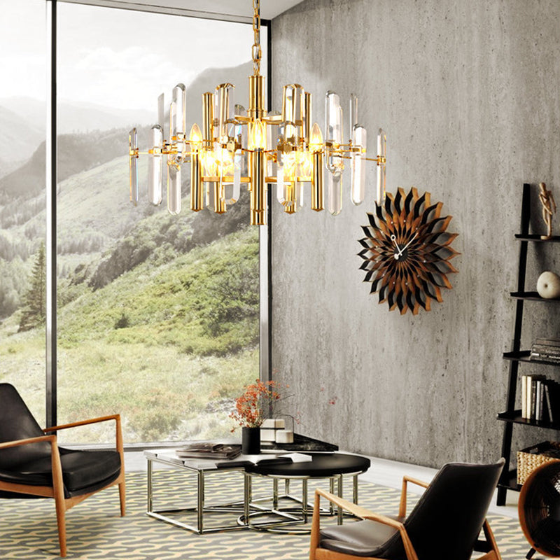 Modern Metal Frame Gold Chandelier Light Fixture, 8/10 Lights, 23.5"/31.5" Wide