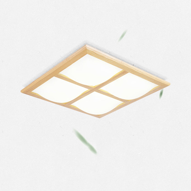 Japanese Style Ultra-Thin LED Flush Mount Light Fixture for Wood Bedroom