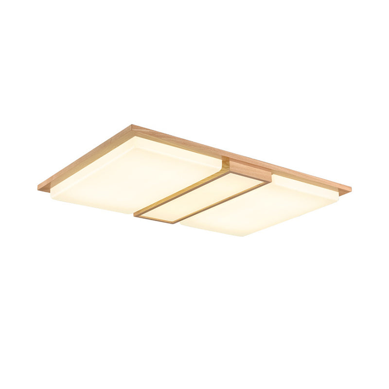 Japanese LED Wood Flush Ceiling Light for Living Room