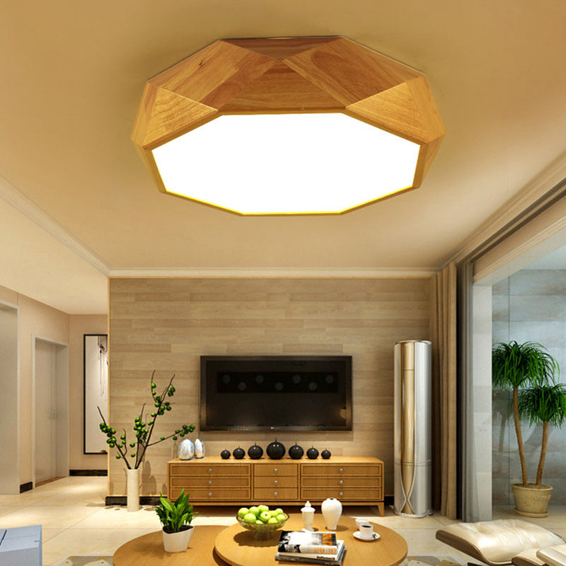 Faceted Octagonal LED Ceiling Light - Nordic Design for Living Room