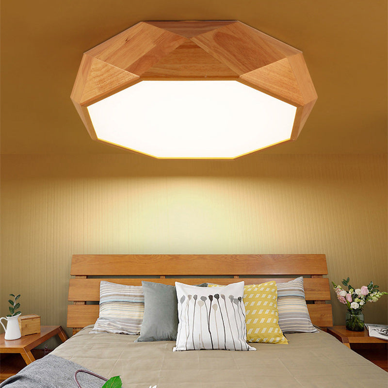Faceted Octagonal LED Ceiling Light - Nordic Design for Living Room