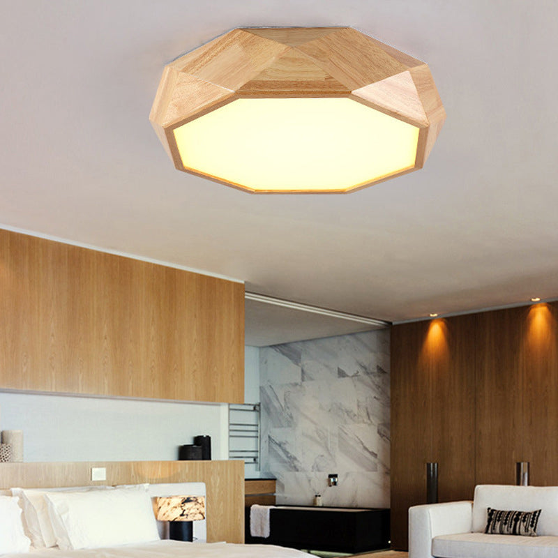 Faceted Octagonal LED Ceiling Light - Nordic Design for Living Room
