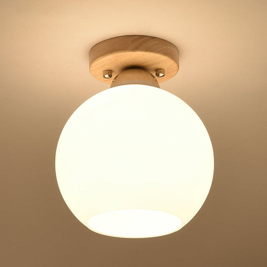 White Glass LED Flush Mount Lighting with Nordic Design – Shaded Entryway Ceiling Light Fixture