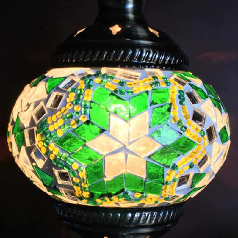 Vintage Stained Glass Pendant Light - Restaurant Suspension Fixture Fluorescent Green