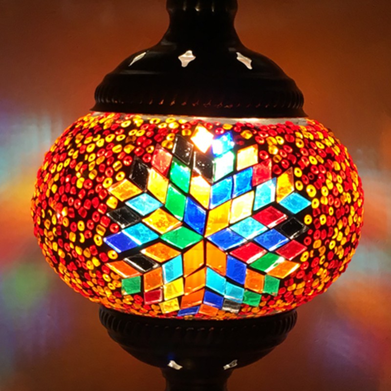 Vintage Stained Glass Pendant Light - Restaurant Suspension Fixture Orange Red