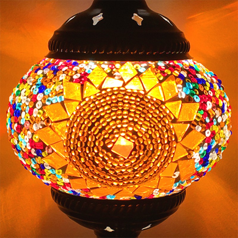 Vintage Stained Glass Pendant Light - Restaurant Suspension Fixture Orange-Red