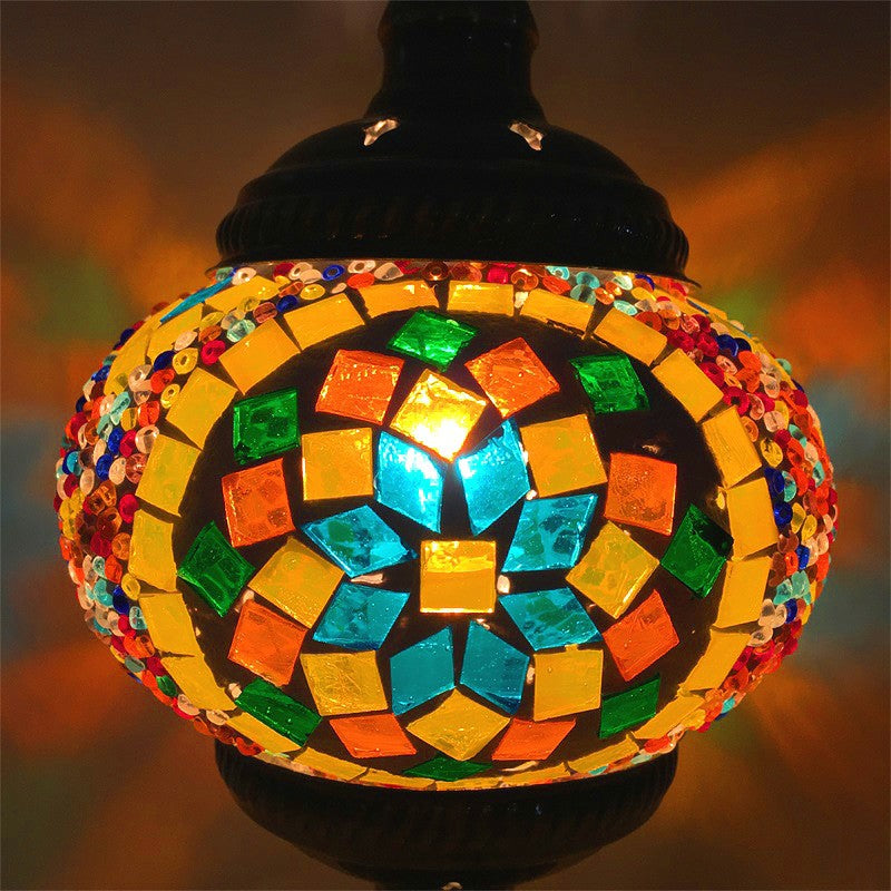 Vintage Stained Glass Pendant Light - Restaurant Suspension Fixture Orange