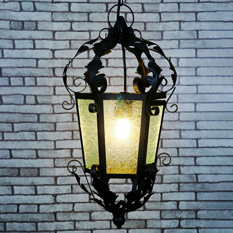 Black Retro-Style House Shaped Metallic Ceiling Light For Restaurants / C