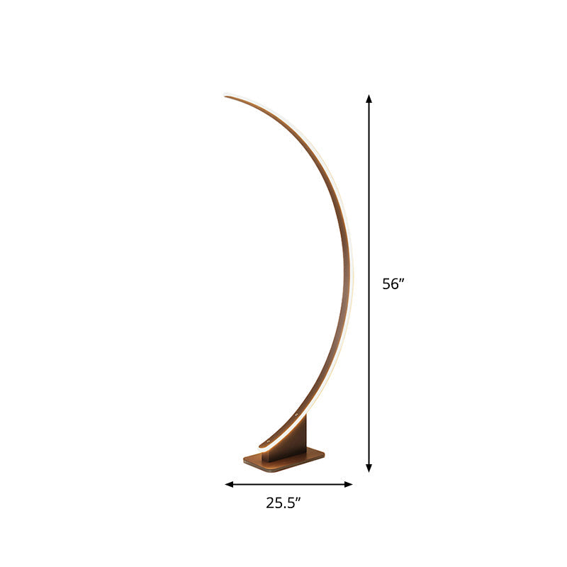Nordic Style Bedside Led Standing Light With Metallic Curved Floor Lighting