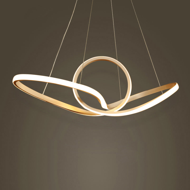 Lustre à LED Twist de style nordique doré pour salon - Suspension en acrylique