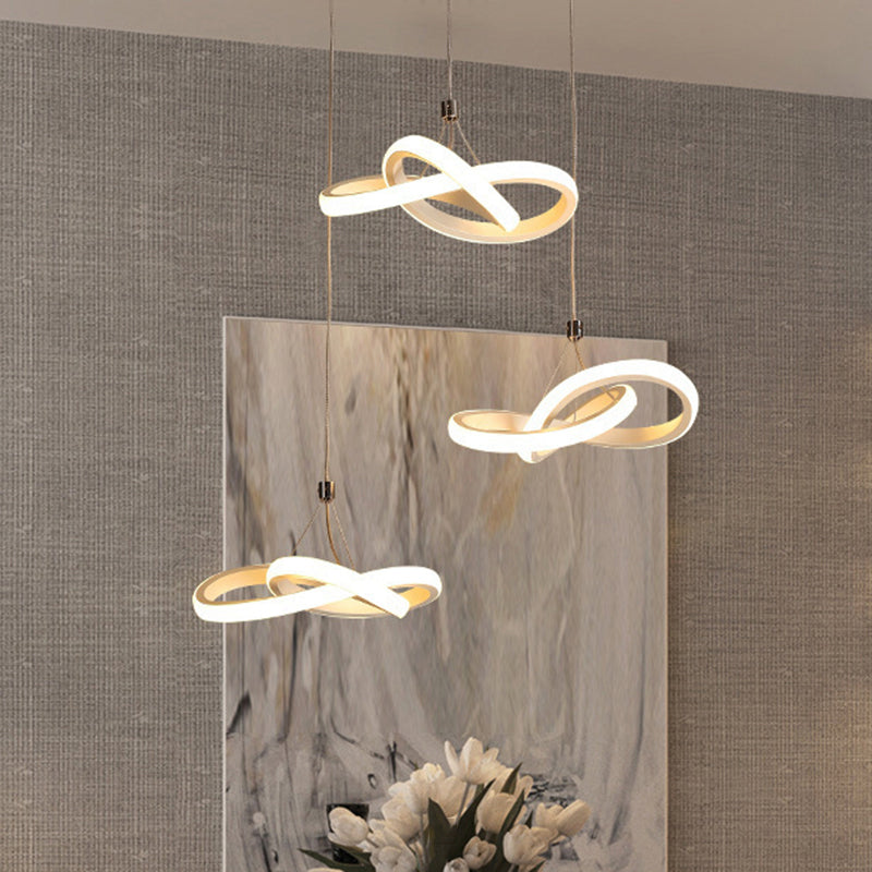 Nordic Seamless Curves Pendant Light - Aluminum Led Hanging Fixture For Dining Room