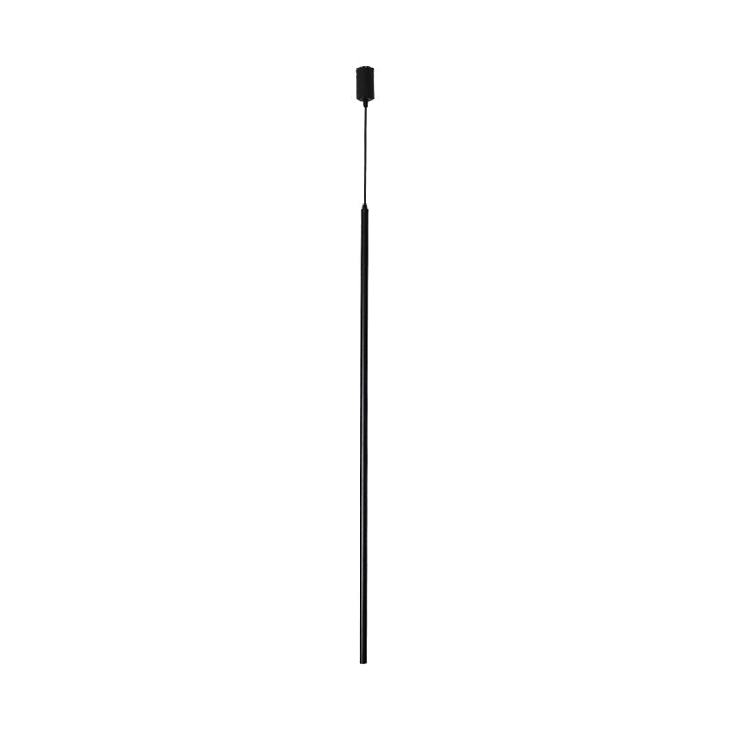 Minimalist Black LED Pendant Light with Acrylic Pole for Bedside Suspension