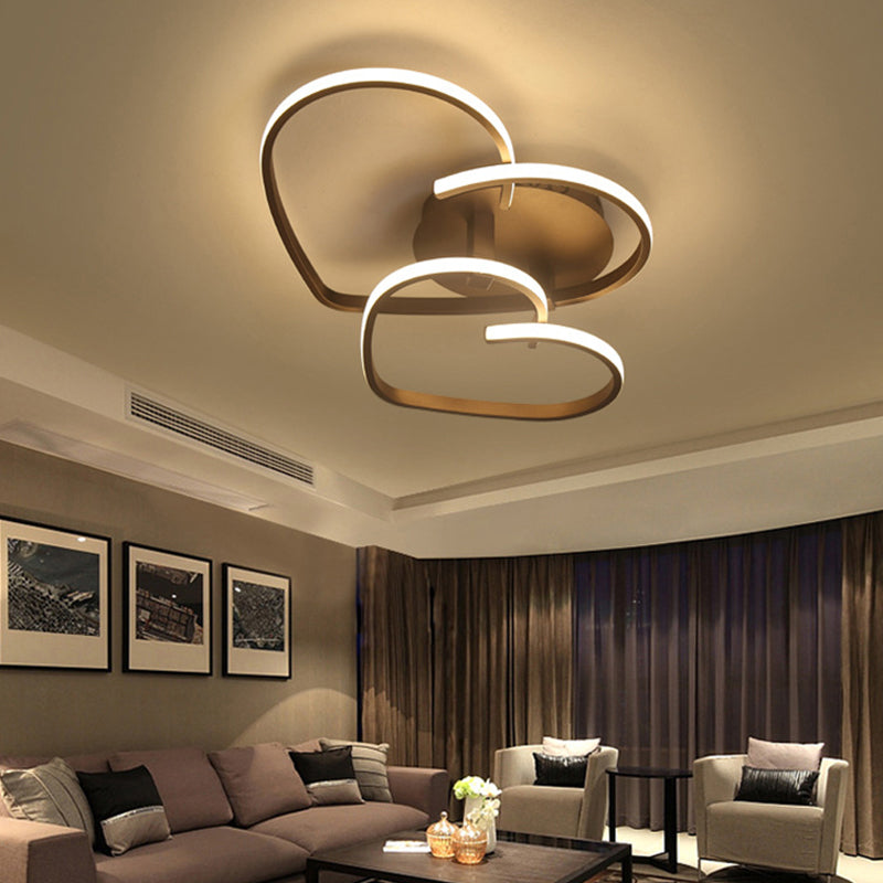 Contemporary Flush Mount LED Ceiling Light for Living Room - Acrylic Heart Design