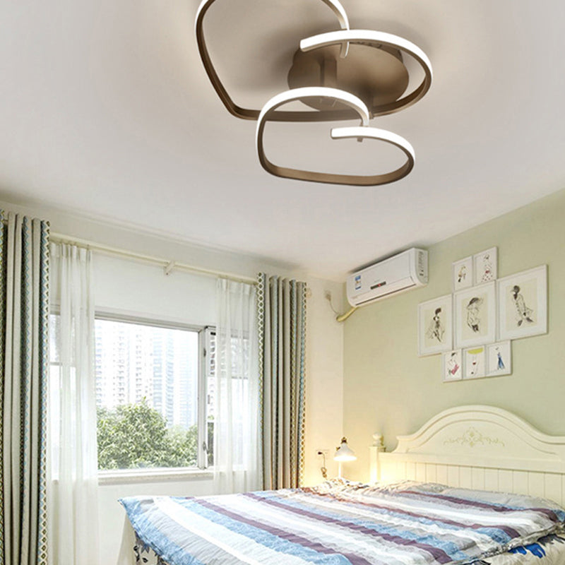 Contemporary Flush Mount LED Ceiling Light for Living Room - Acrylic Heart Design