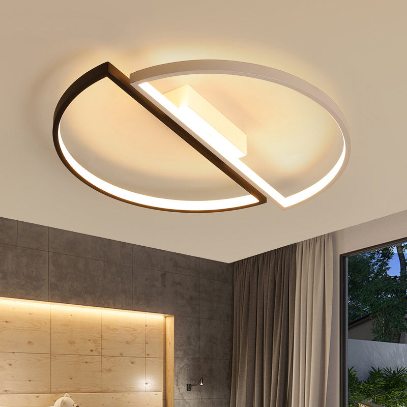 Sleek Acrylic Round LED Flush Mount Ceiling Light in Monochrome Black and White