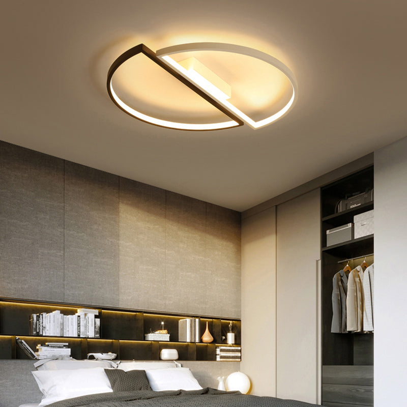 Sleek Acrylic Round LED Flush Mount Ceiling Light in Monochrome Black and White