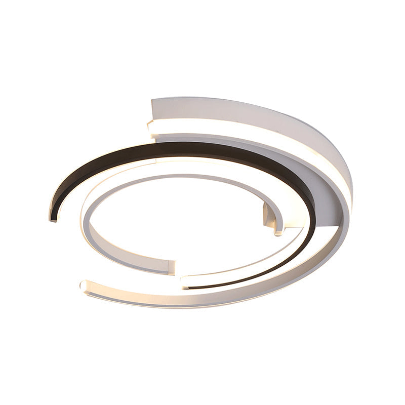 Black and White LED Circular Flush Mount for Modern Acrylic Bedroom Lighting