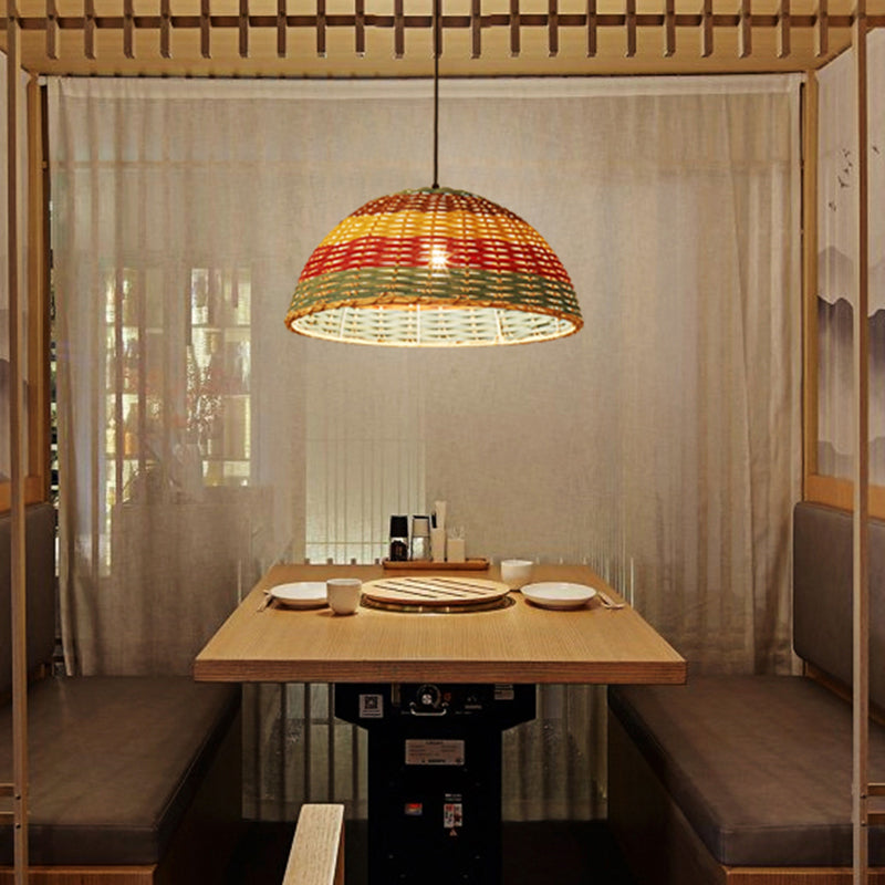 Rattan Wood Hanging Pendant Light For Modern Restaurants - Shaded Ceiling Design / B