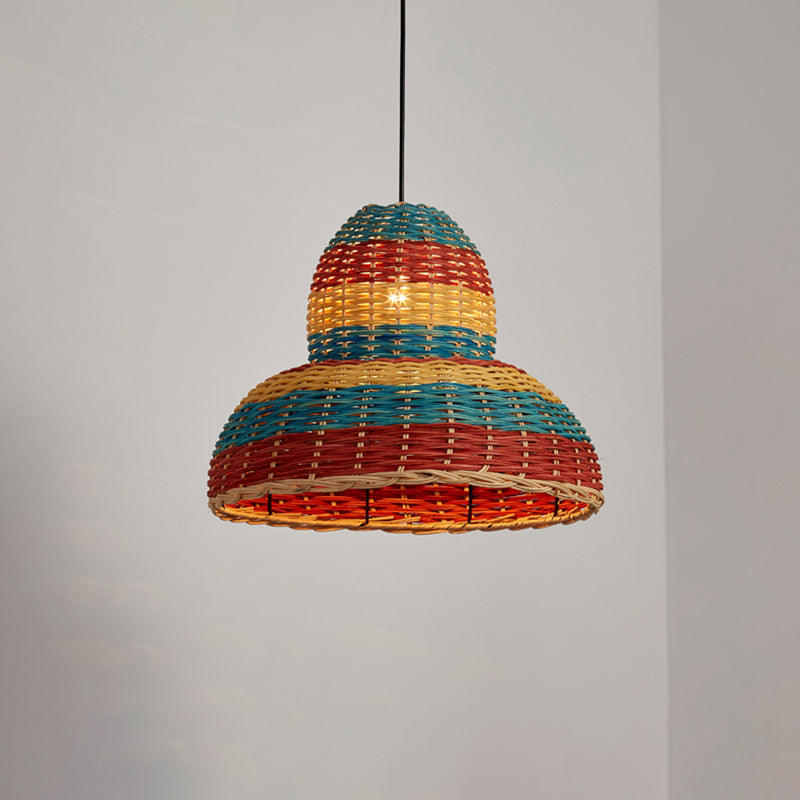 Rattan Wood Hanging Pendant Light For Modern Restaurants - Shaded Ceiling Design