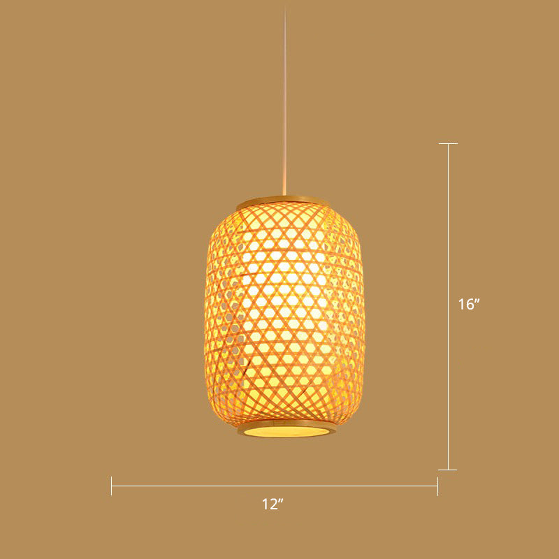 Minimalist Handwoven Rattan Pendant Ceiling Light - Wood Suspension Lighting
