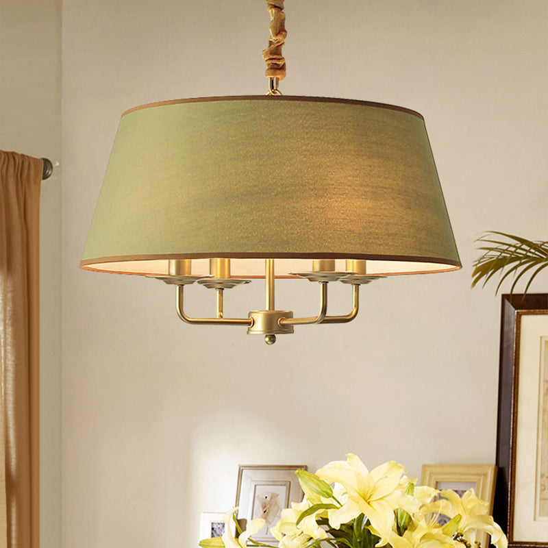 Vintage Fabric Pendant Chandelier - Elegant 4-Head Empire Shade Hanging Light For Bedroom