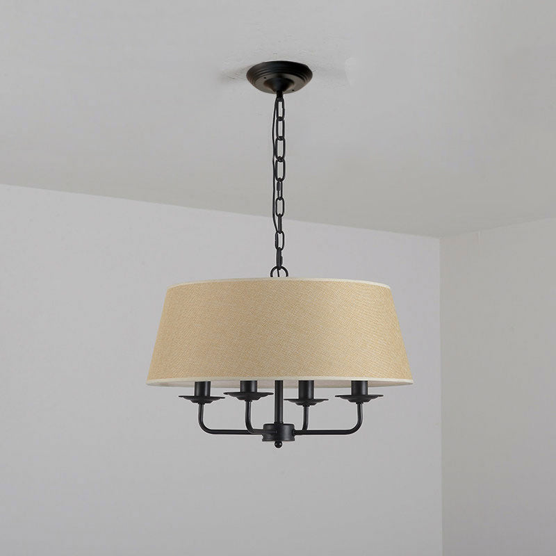 Vintage Fabric Pendant Chandelier - Elegant 4-Head Empire Shade Hanging Light For Bedroom