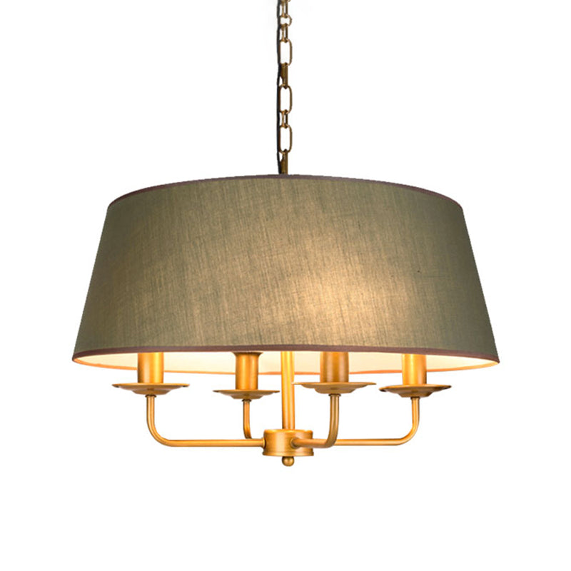Vintage Fabric Pendant Chandelier - Elegant 4-Head Empire Shade Hanging Light For Bedroom