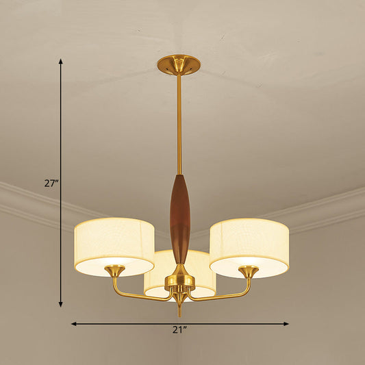 Brass Fabric Drum Chandelier: Minimalist Pendant Light For Living Room 3 /