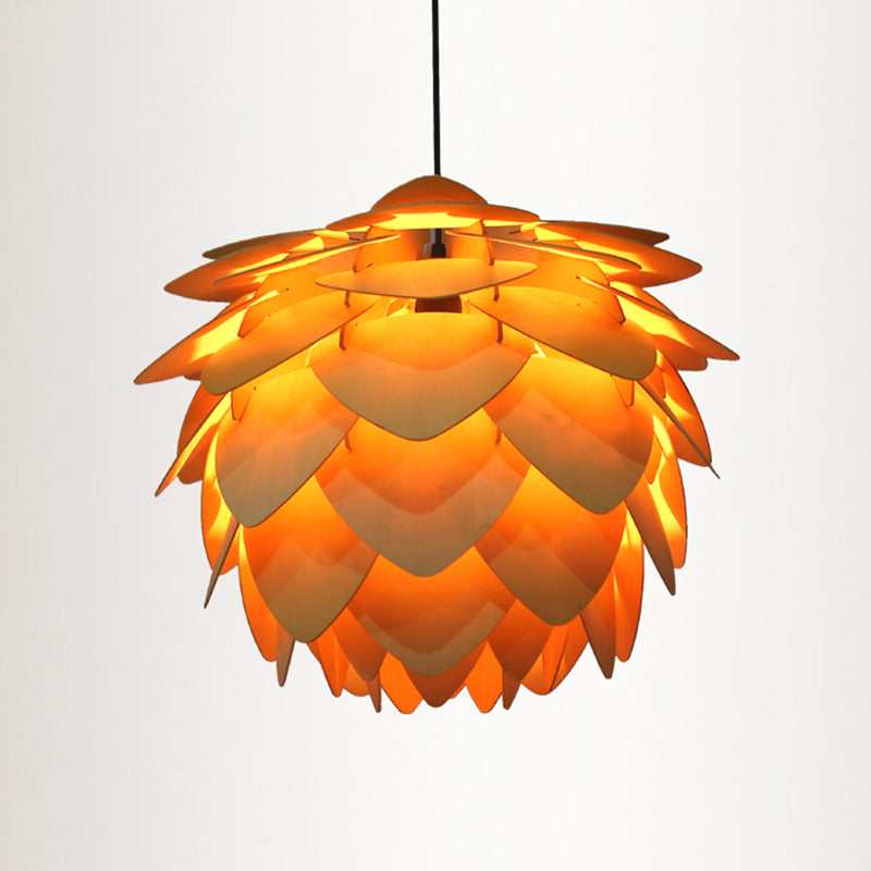 Contemporary Wood Shaded Pendant Light: Elegant Lighting Fixture For Restaurants