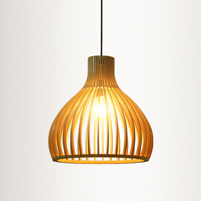 Contemporary Wood Shaded Pendant Light: Elegant Lighting Fixture For Restaurants