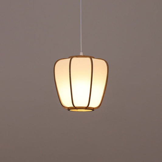 Handwoven Bamboo Pendant Light: Modern Single-Bulb Wood Fixture / A