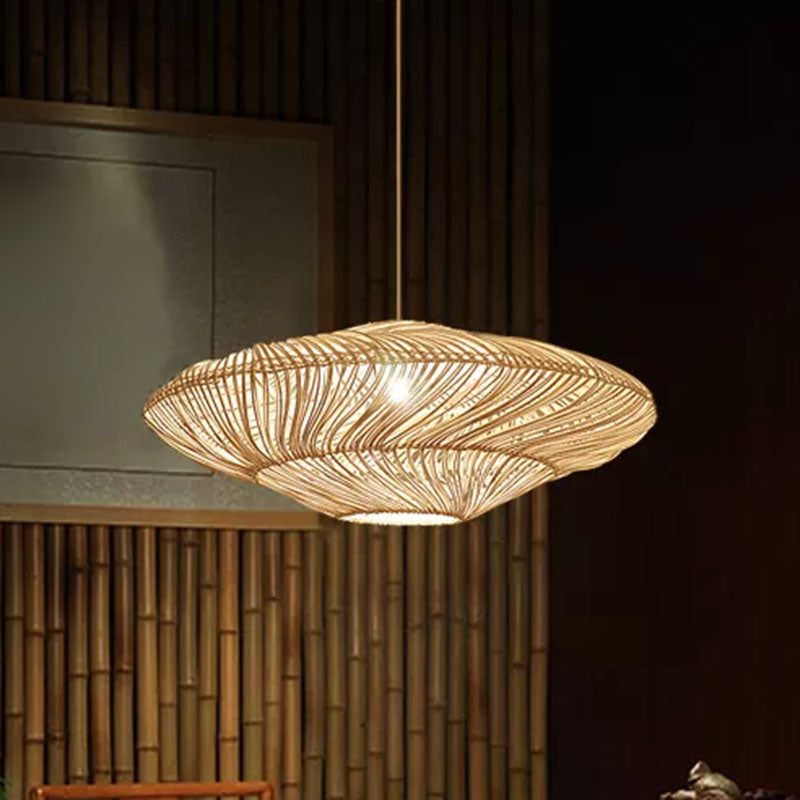 Handcrafted Minimalist Rattan Pendant Ceiling Light - Wood Suspension Lighting For Restaurants