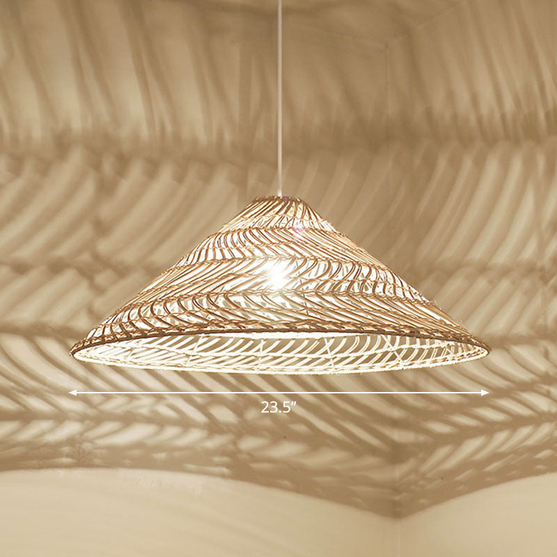Handcrafted Minimalist Rattan Pendant Ceiling Light - Wood Suspension Lighting For Restaurants /