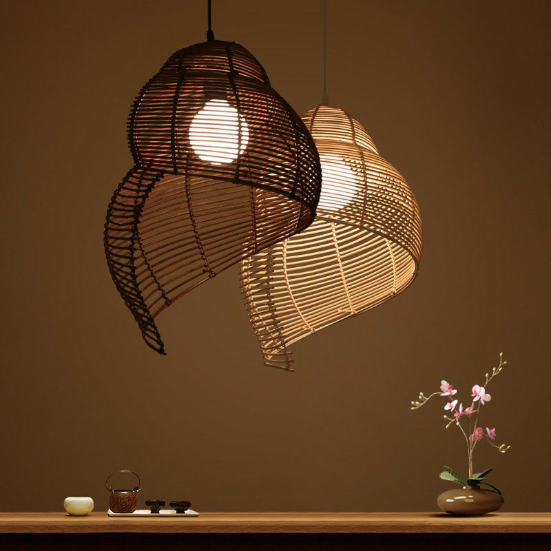 Minimalist Rattan Conch Suspension Pendant Light - Restaurant Ceiling Lighting