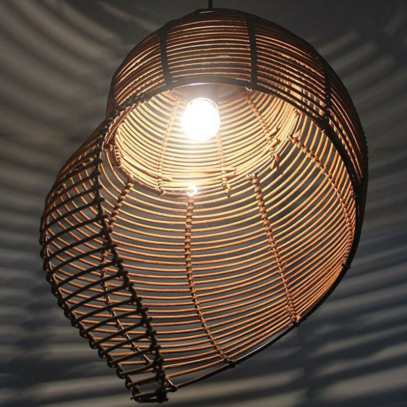 Minimalist Rattan Conch Suspension Pendant Light - Restaurant Ceiling Lighting