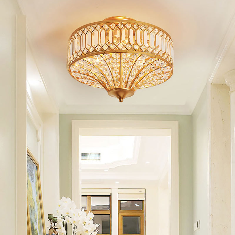 Chinese Style 5-Light Bedroom Ceiling Lamp in Flared Crystal Flush Mount Design - Gold Finish"

This revised product title shortens the length while still effectively conveying the key specifications and details of the item.